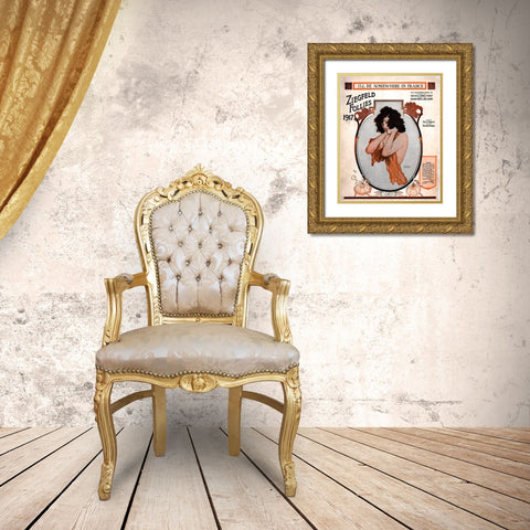 Zig 005 Gold Ornate Wood Framed Art Print with Double Matting by Vintage Apple Collection