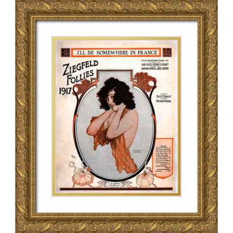 Zig 005 Gold Ornate Wood Framed Art Print with Double Matting by Vintage Apple Collection