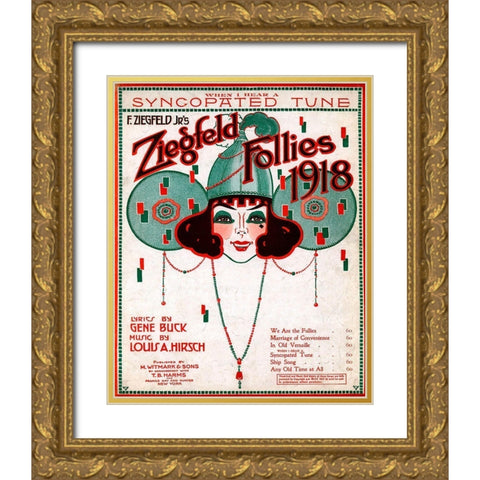 Zig 010 Gold Ornate Wood Framed Art Print with Double Matting by Vintage Apple Collection