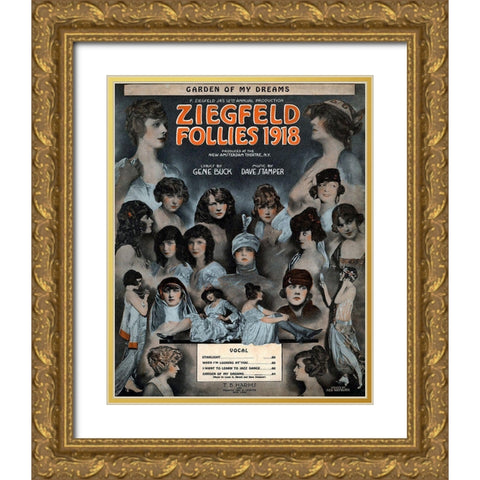 Zig 011 Gold Ornate Wood Framed Art Print with Double Matting by Vintage Apple Collection