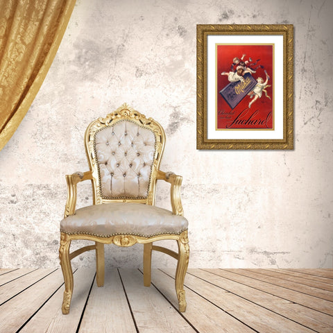 Capp Suchard Red Gold Ornate Wood Framed Art Print with Double Matting by Vintage Apple Collection