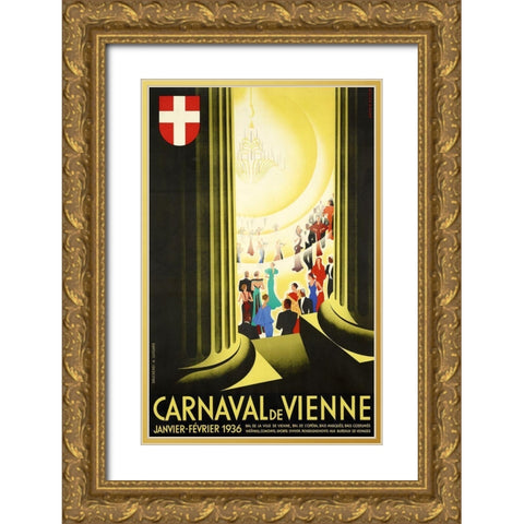 Carnaval Vienne Gold Ornate Wood Framed Art Print with Double Matting by Vintage Apple Collection