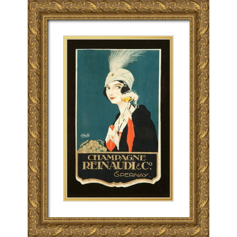 Champagne Renaudi Gold Ornate Wood Framed Art Print with Double Matting by Vintage Apple Collection