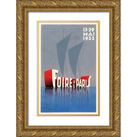 Foire De Paris Gold Ornate Wood Framed Art Print with Double Matting by Vintage Apple Collection