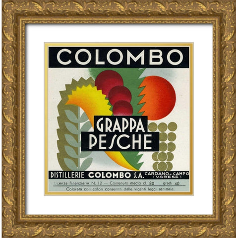 Grappa Pesche Gold Ornate Wood Framed Art Print with Double Matting by Vintage Apple Collection