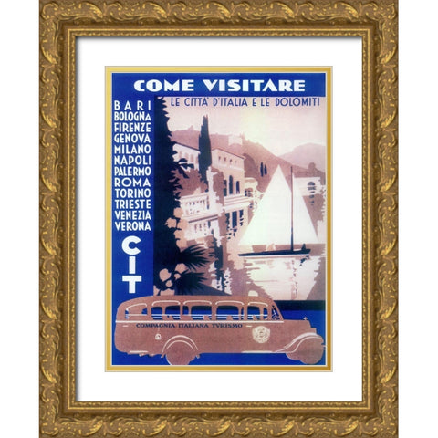 Italian Cities Gold Ornate Wood Framed Art Print with Double Matting by Vintage Apple Collection