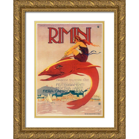 Rimini Gold Ornate Wood Framed Art Print with Double Matting by Vintage Apple Collection