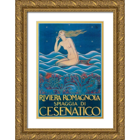 Riviera Romagnola Gold Ornate Wood Framed Art Print with Double Matting by Vintage Apple Collection