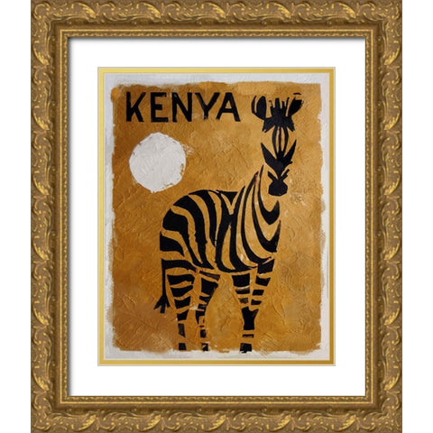 Kenya Gold Ornate Wood Framed Art Print with Double Matting by Vintage Apple Collection