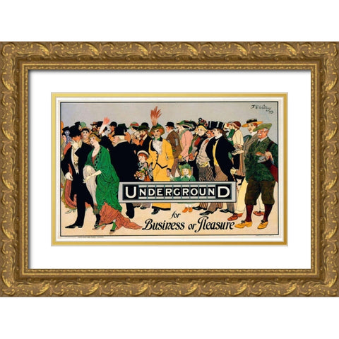 Underground Business Gold Ornate Wood Framed Art Print with Double Matting by Vintage Apple Collection