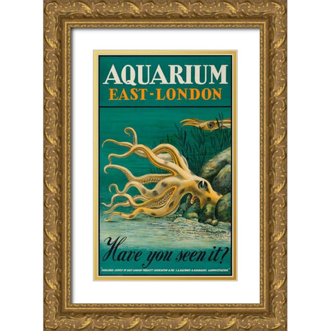 Aquarium East London Gold Ornate Wood Framed Art Print with Double Matting by Vintage Apple Collection