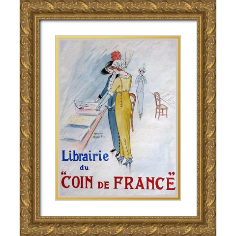 Artdeco Fashion Gold Ornate Wood Framed Art Print with Double Matting by Vintage Apple Collection