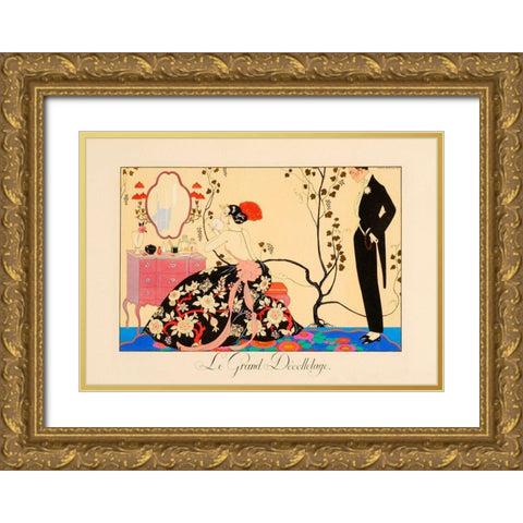 Le Grand Decolletage Gold Ornate Wood Framed Art Print with Double Matting by Vintage Apple Collection