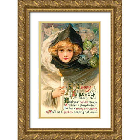 Halloween Eleven.tif Gold Ornate Wood Framed Art Print with Double Matting by Vintage Apple Collection
