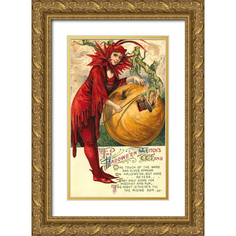 Halloween Twelve.tif Gold Ornate Wood Framed Art Print with Double Matting by Vintage Apple Collection