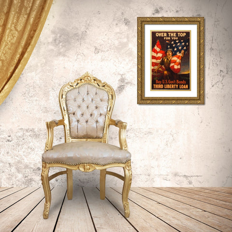 Gov Bonds Gold Ornate Wood Framed Art Print with Double Matting by Vintage Apple Collection