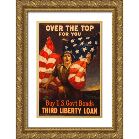 Gov Bonds Gold Ornate Wood Framed Art Print with Double Matting by Vintage Apple Collection
