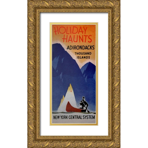 Adirondacks Gold Ornate Wood Framed Art Print with Double Matting by Vintage Apple Collection