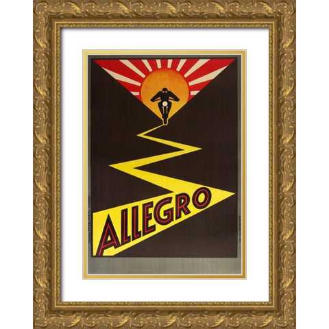 Allegro Gold Ornate Wood Framed Art Print with Double Matting by Vintage Apple Collection