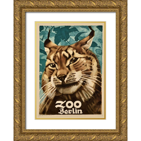 Berlin Zoo Gold Ornate Wood Framed Art Print with Double Matting by Vintage Apple Collection