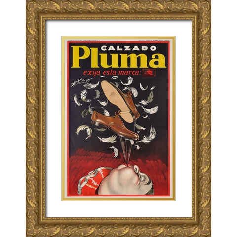 Calzado Pluma Gold Ornate Wood Framed Art Print with Double Matting by Vintage Apple Collection