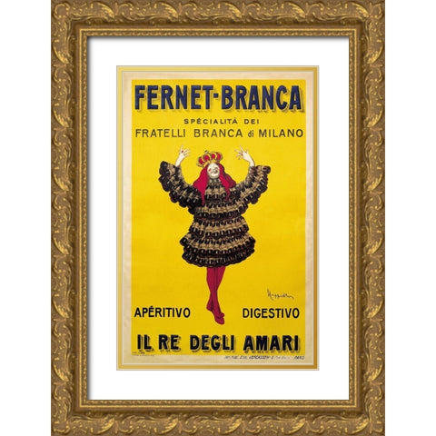 Fernet Branca Yellow Gold Ornate Wood Framed Art Print with Double Matting by Vintage Apple Collection