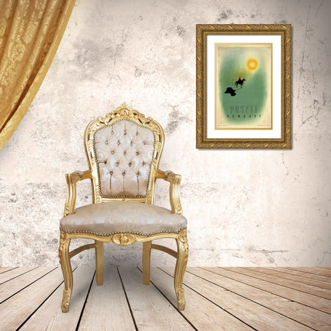 Hungary Gold Ornate Wood Framed Art Print with Double Matting by Vintage Apple Collection