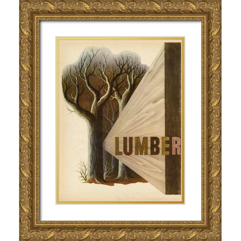 Lumber Gold Ornate Wood Framed Art Print with Double Matting by Vintage Apple Collection