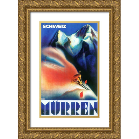 Murren Gold Ornate Wood Framed Art Print with Double Matting by Vintage Apple Collection