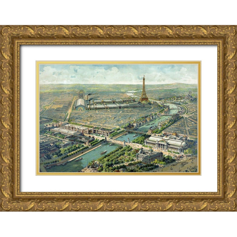 Paris Expo - Rare Gold Ornate Wood Framed Art Print with Double Matting by Vintage Apple Collection