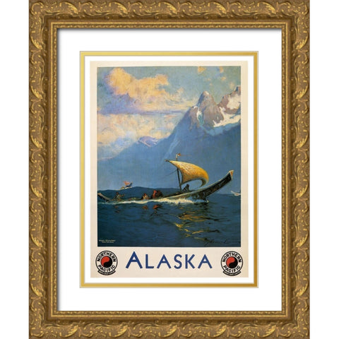 Vintage Alaska Gold Ornate Wood Framed Art Print with Double Matting by Vintage Apple Collection