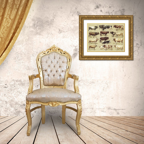 Dairy Farm Gold Ornate Wood Framed Art Print with Double Matting by Vintage Apple Collection