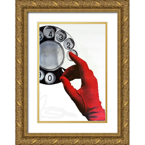 Call Me Gold Ornate Wood Framed Art Print with Double Matting by Vintage Apple Collection