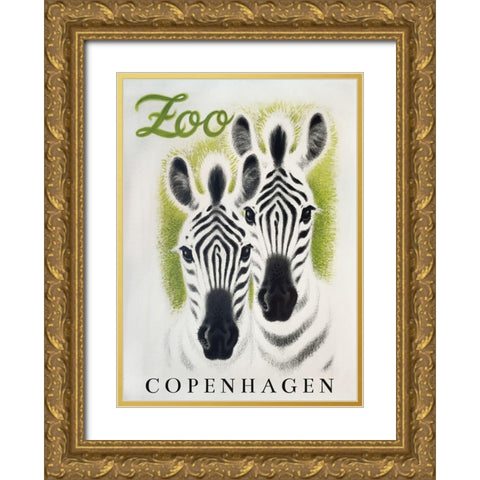 Copenhagen Zoo Gold Ornate Wood Framed Art Print with Double Matting by Vintage Apple Collection