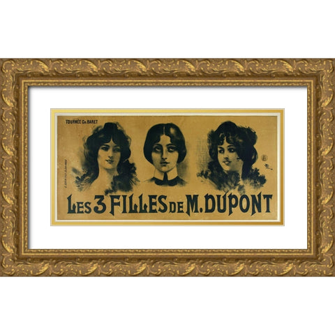 3Filles Gold Ornate Wood Framed Art Print with Double Matting by Vintage Apple Collection