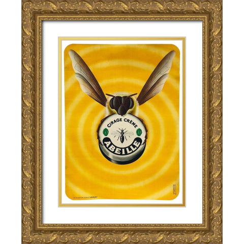 Abeille Gold Ornate Wood Framed Art Print with Double Matting by Vintage Apple Collection