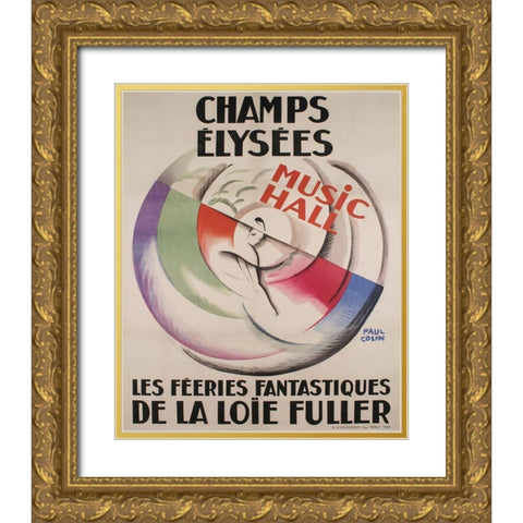 Champs Elysees Gold Ornate Wood Framed Art Print with Double Matting by Vintage Apple Collection