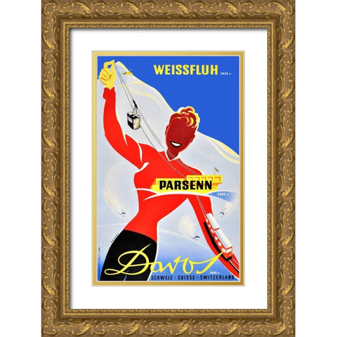 Davos 2 Gold Ornate Wood Framed Art Print with Double Matting by Vintage Apple Collection