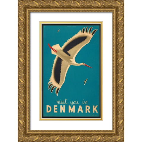 Denmark Gold Ornate Wood Framed Art Print with Double Matting by Vintage Apple Collection