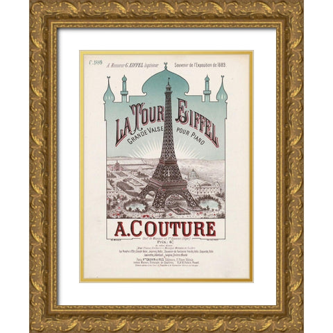 eiffel exposition Gold Ornate Wood Framed Art Print with Double Matting by Vintage Apple Collection