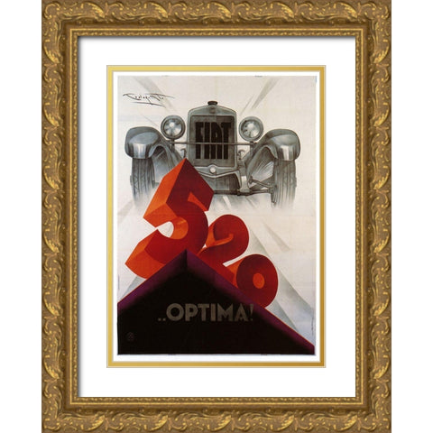 fiat 520 Gold Ornate Wood Framed Art Print with Double Matting by Vintage Apple Collection