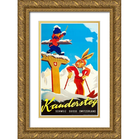 Kandersteg Gold Ornate Wood Framed Art Print with Double Matting by Vintage Apple Collection
