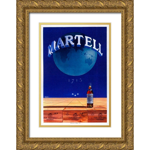 Martell Gold Ornate Wood Framed Art Print with Double Matting by Vintage Apple Collection