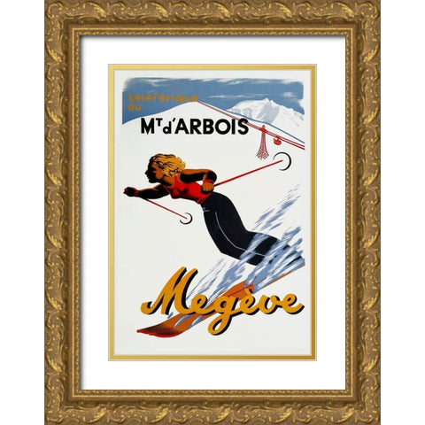 Megeve Gold Ornate Wood Framed Art Print with Double Matting by Vintage Apple Collection