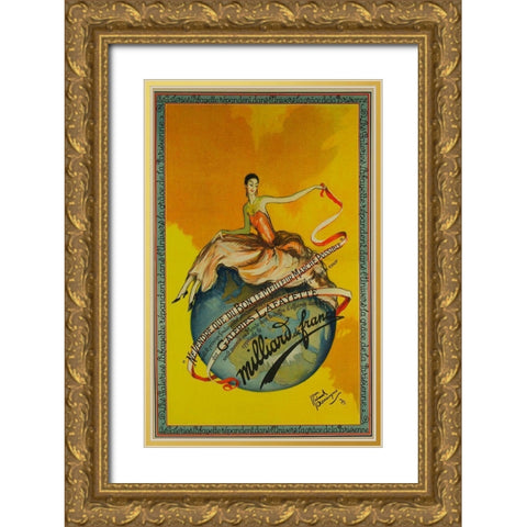 Milliard 1923 Gold Ornate Wood Framed Art Print with Double Matting by Vintage Apple Collection