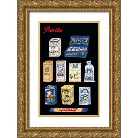 Pasta Barilla Gold Ornate Wood Framed Art Print with Double Matting by Vintage Apple Collection