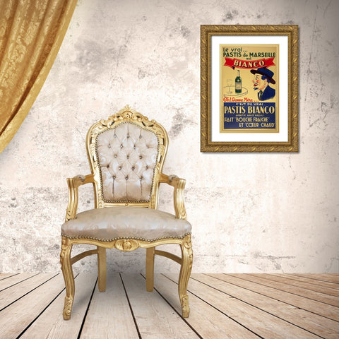 Pastis Bianco Gold Ornate Wood Framed Art Print with Double Matting by Vintage Apple Collection