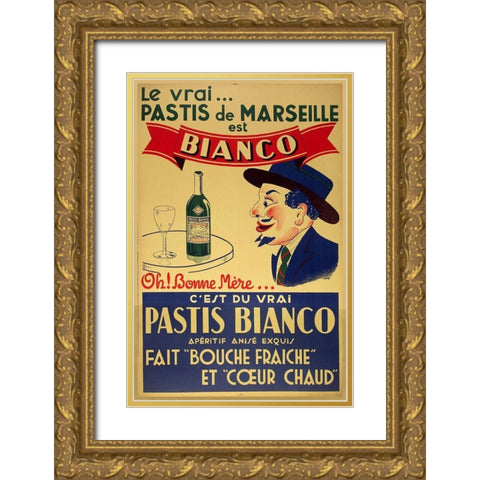 Pastis Bianco Gold Ornate Wood Framed Art Print with Double Matting by Vintage Apple Collection