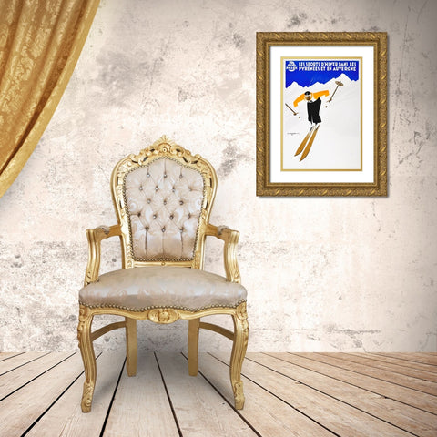 Pyrenees Gold Ornate Wood Framed Art Print with Double Matting by Vintage Apple Collection