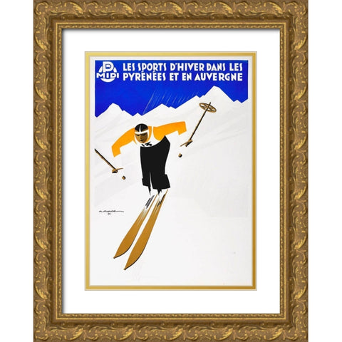 Pyrenees Gold Ornate Wood Framed Art Print with Double Matting by Vintage Apple Collection